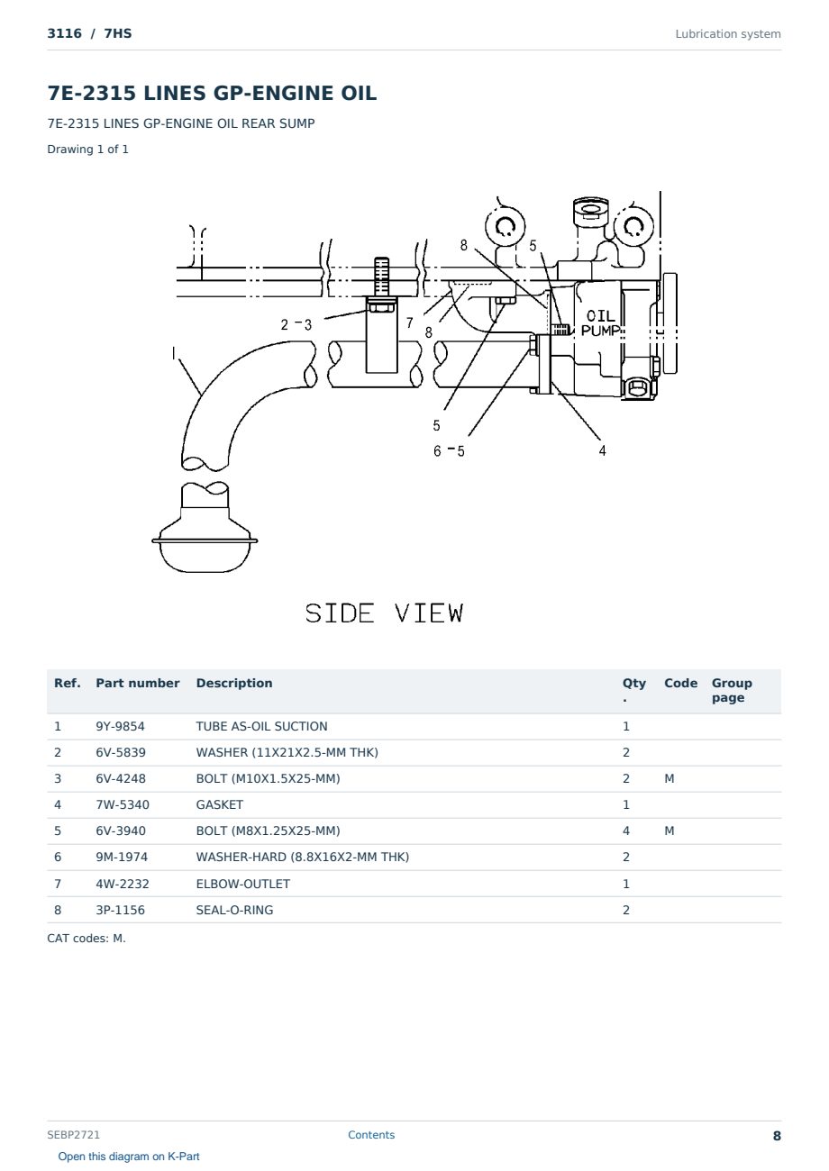 Caterpillar 3116 S/N 7HS Partsbook SEBP2721 (English) - sample page 8 of 10 Caterpillar 3116 S/N 7HS Partsbook SEBP2721 (English) - sample page 8 of 10