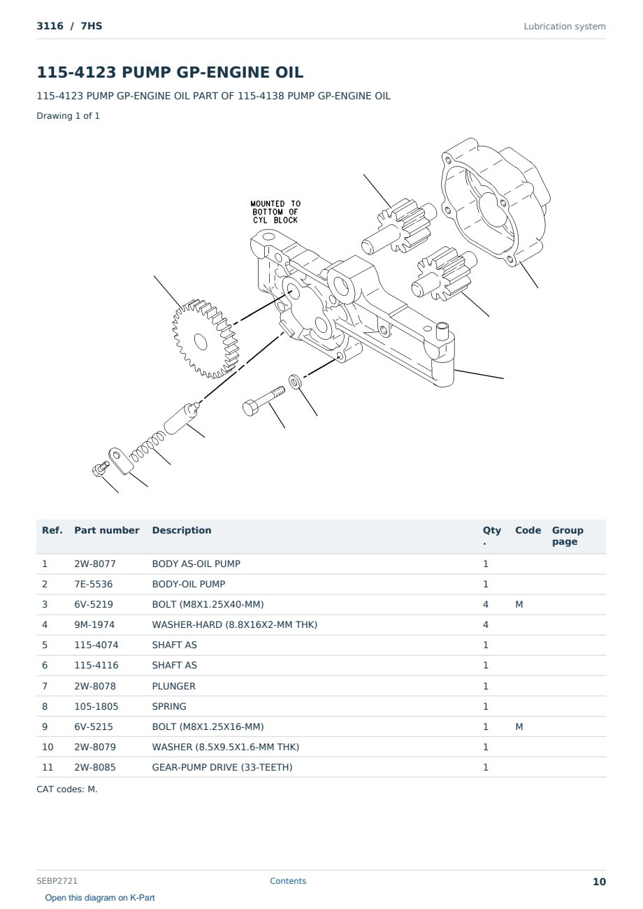 Caterpillar 3116 S/N 7HS Partsbook SEBP2721 (English) - sample page 10 of 10 Caterpillar 3116 S/N 7HS Partsbook SEBP2721 (English) - sample page 10 of 10
