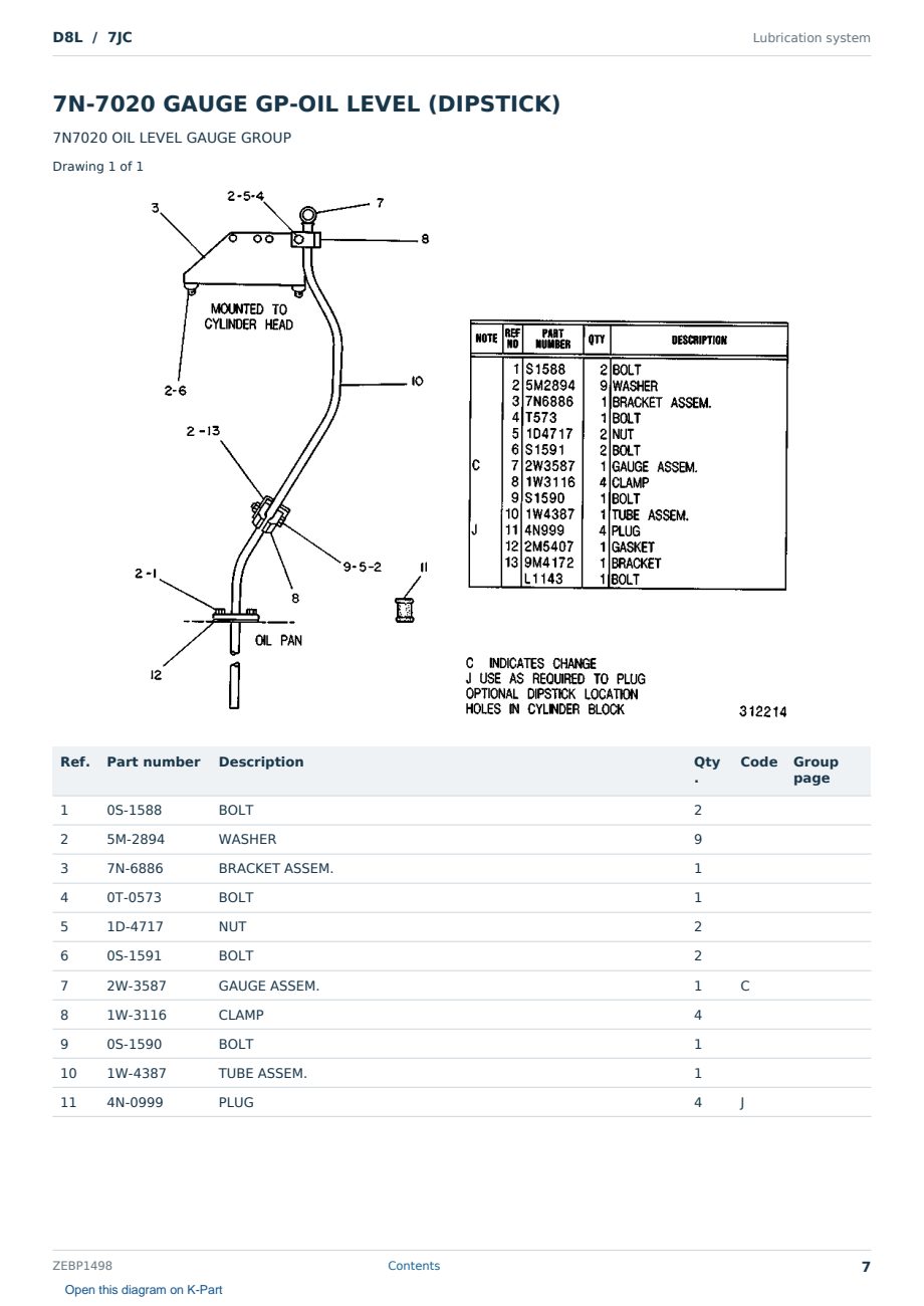 Caterpillar D8L S/N 7JC Partsbook ZEBP1498 (English) - sample page 7 of 10 Caterpillar D8L S/N 7JC Partsbook ZEBP1498 (English) - sample page 7 of 10
