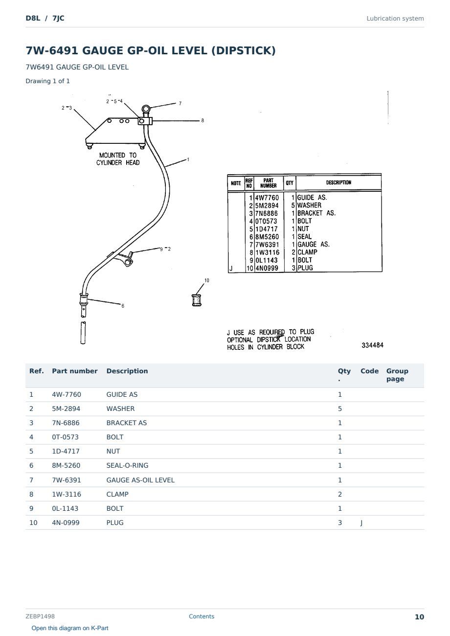Caterpillar D8L S/N 7JC Partsbook ZEBP1498 (English) - sample page 10 of 10 Caterpillar D8L S/N 7JC Partsbook ZEBP1498 (English) - sample page 10 of 10