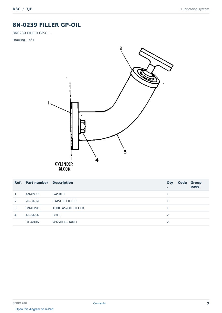 Caterpillar D3C S/N 7JF Partsbook SEBP1780 (English) - sample page 7 of 10 Caterpillar D3C S/N 7JF Partsbook SEBP1780 (English) - sample page 7 of 10