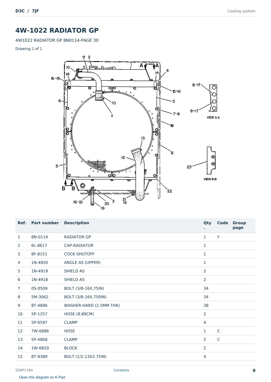 Caterpillar D3C S/N 7JF Partsbook SEBP1780 (English) - sample page 9 of 10 Caterpillar D3C S/N 7JF Partsbook SEBP1780 (English) - sample page 9 of 10