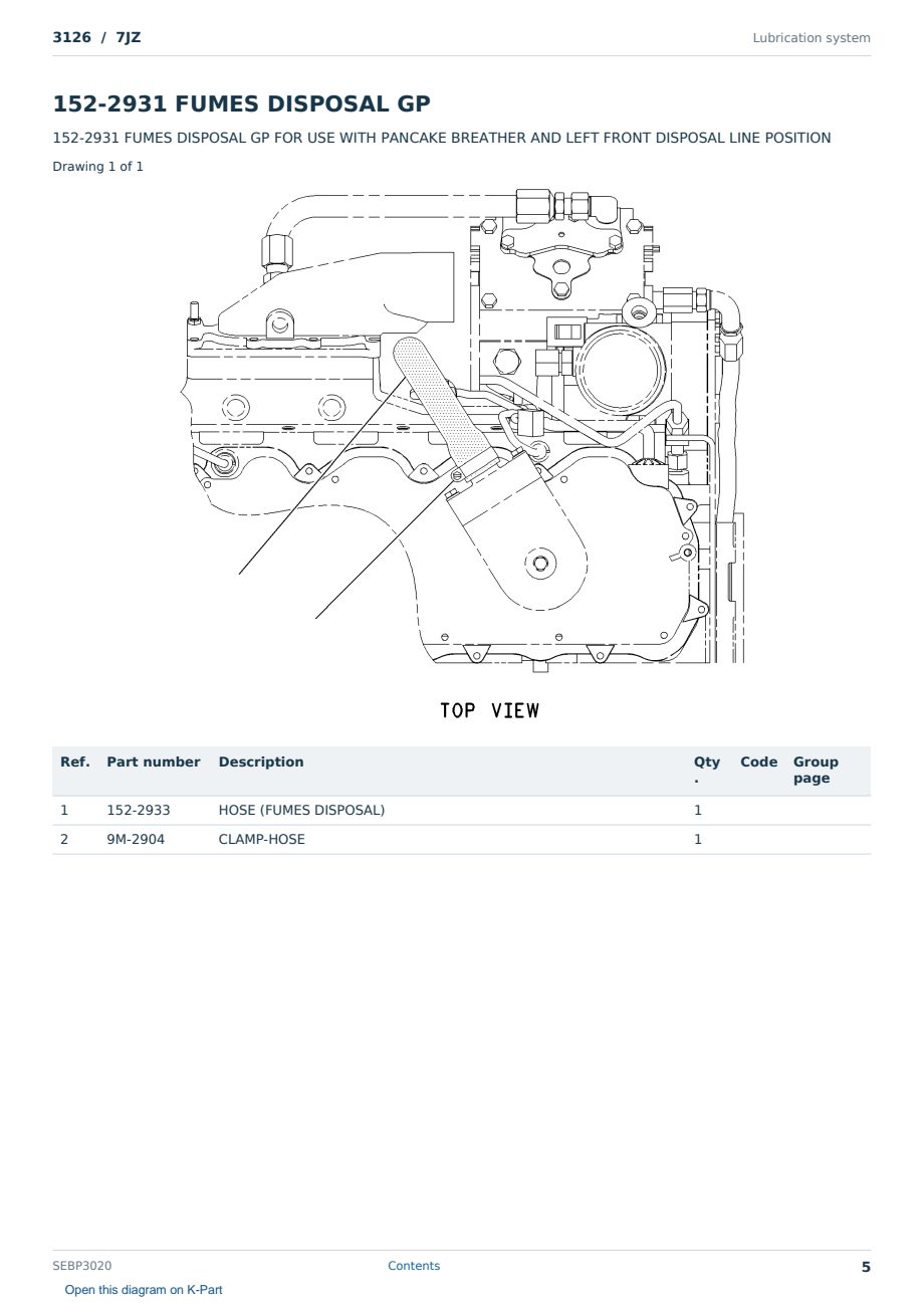 Caterpillar 3126 S/N 7JZ Partsbook SEBP3020 (English) - sample page 5 of 10 Caterpillar 3126 S/N 7JZ Partsbook SEBP3020 (English) - sample page 5 of 10