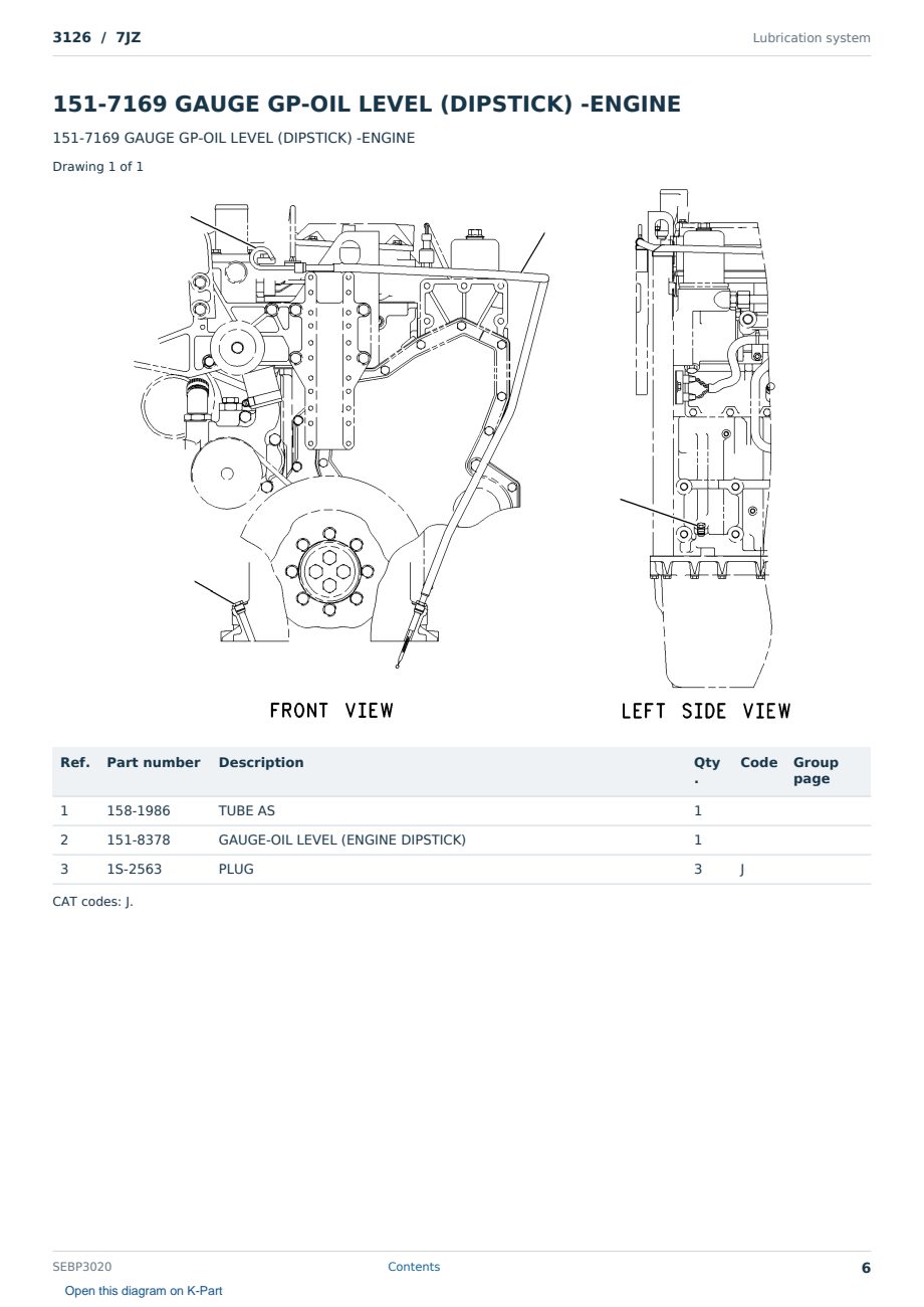 Caterpillar 3126 S/N 7JZ Partsbook SEBP3020 (English) - sample page 6 of 10 Caterpillar 3126 S/N 7JZ Partsbook SEBP3020 (English) - sample page 6 of 10