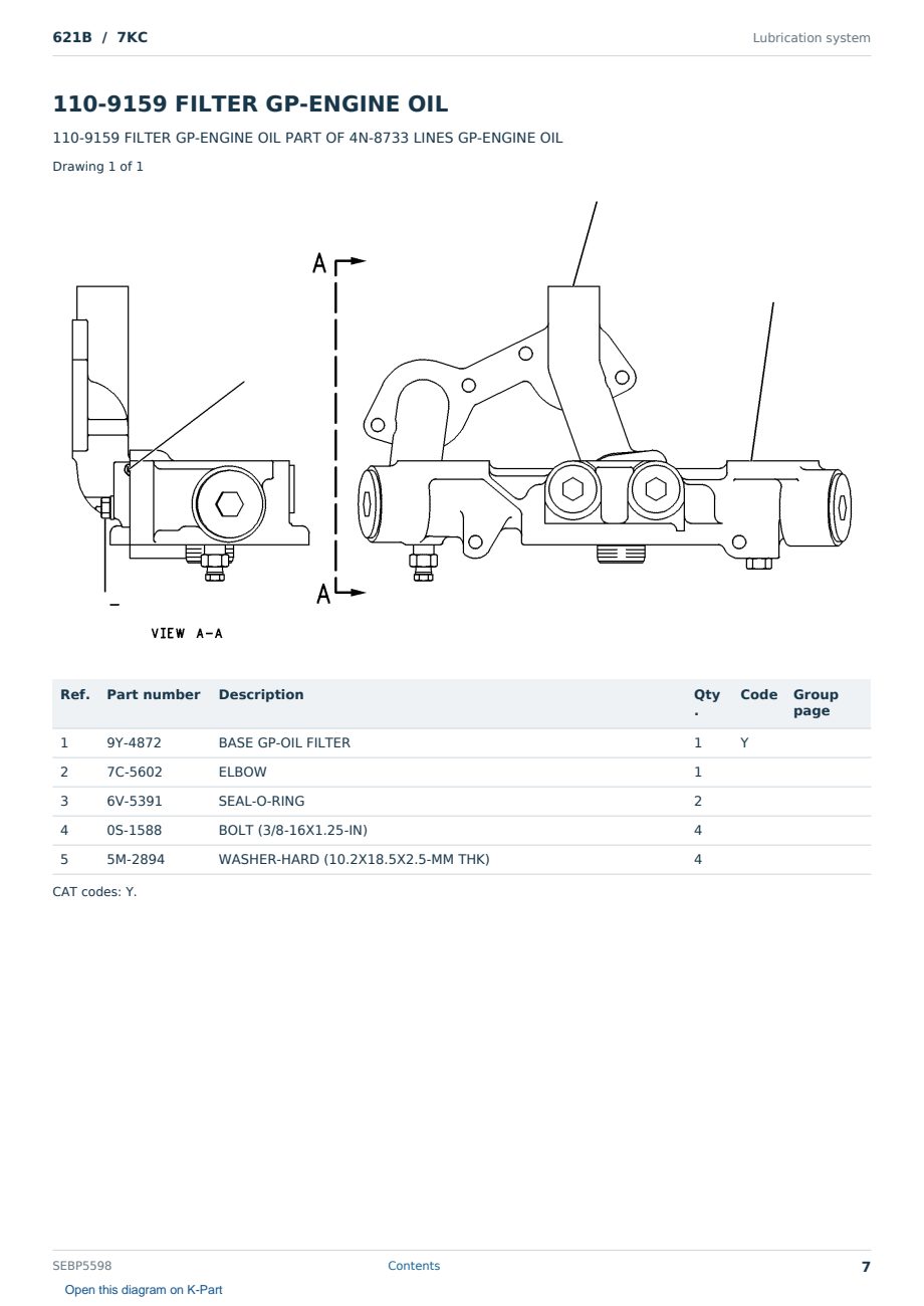 Caterpillar 621B S/N 7KC Partsbook SEBP5598 (English) - sample page 7 of 10 Caterpillar 621B S/N 7KC Partsbook SEBP5598 (English) - sample page 7 of 10