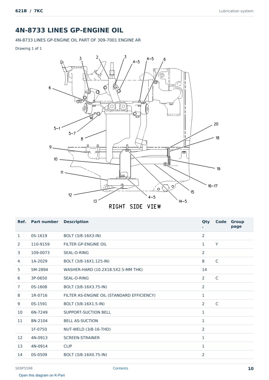 Caterpillar 621B S/N 7KC Partsbook SEBP5598 (English) - sample page 10 of 10 Caterpillar 621B S/N 7KC Partsbook SEBP5598 (English) - sample page 10 of 10