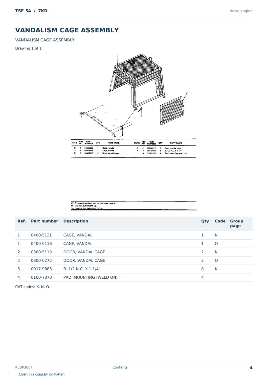 Caterpillar TSF-54 S/N 7KD Partsbook KEBP3664 (English) - sample page 4 of 10 Caterpillar TSF-54 S/N 7KD Partsbook KEBP3664 (English) - sample page 4 of 10