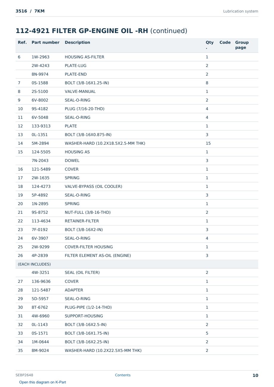 Caterpillar 3516 S/N 7KM Partsbook SEBP2648 (English) - sample page 10 of 10 Caterpillar 3516 S/N 7KM Partsbook SEBP2648 (English) - sample page 10 of 10