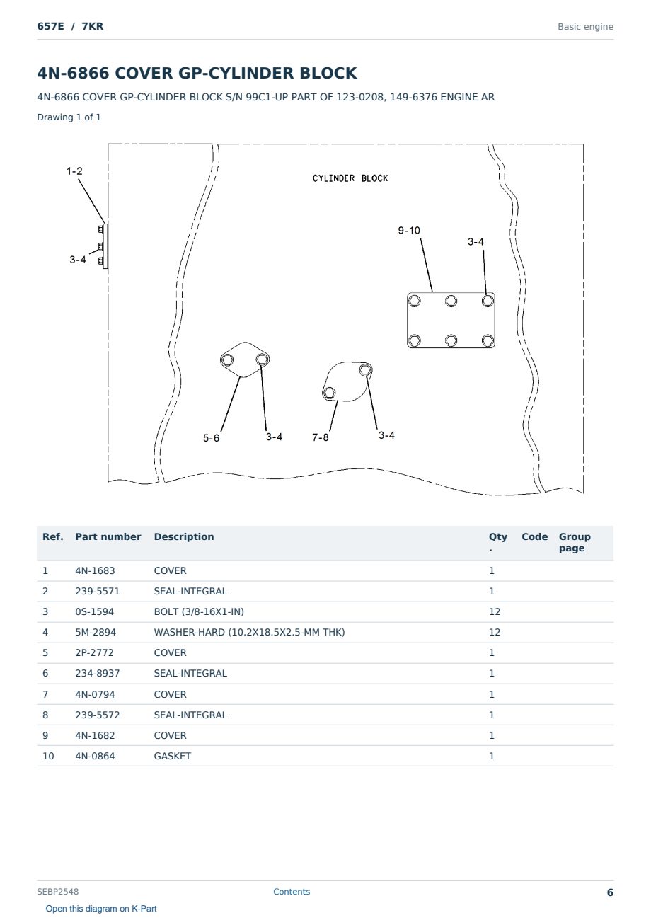 Caterpillar 657E S/N 7KR Partsbook SEBP2548 (English) - sample page 6 of 10 Caterpillar 657E S/N 7KR Partsbook SEBP2548 (English) - sample page 6 of 10