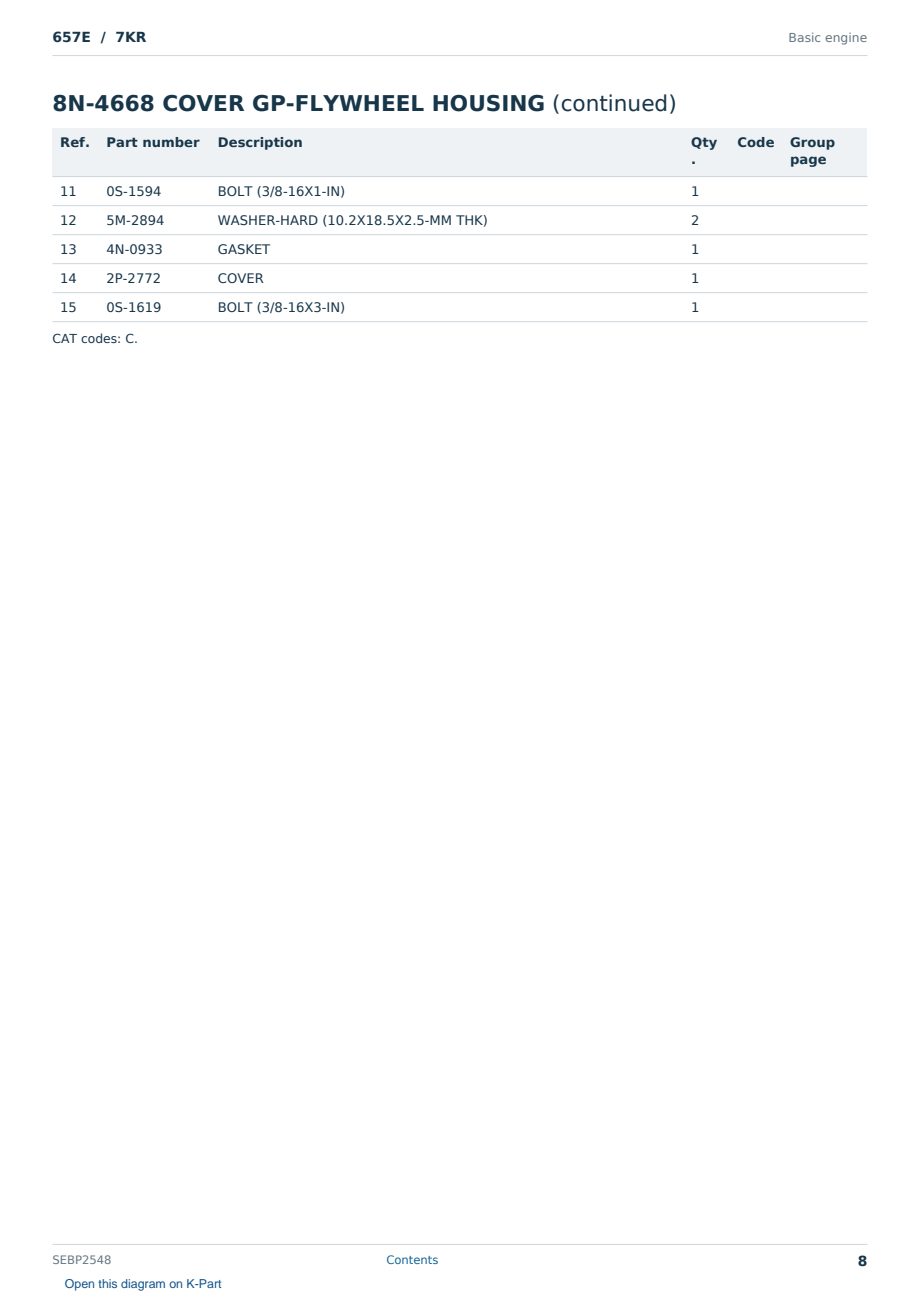 Caterpillar 657E S/N 7KR Partsbook SEBP2548 (English) - sample page 8 of 10 Caterpillar 657E S/N 7KR Partsbook SEBP2548 (English) - sample page 8 of 10