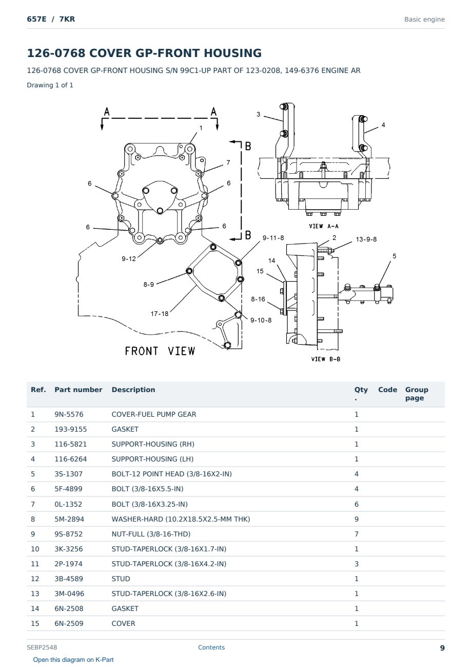 Caterpillar 657E S/N 7KR Partsbook SEBP2548 (English) - sample page 9 of 10 Caterpillar 657E S/N 7KR Partsbook SEBP2548 (English) - sample page 9 of 10