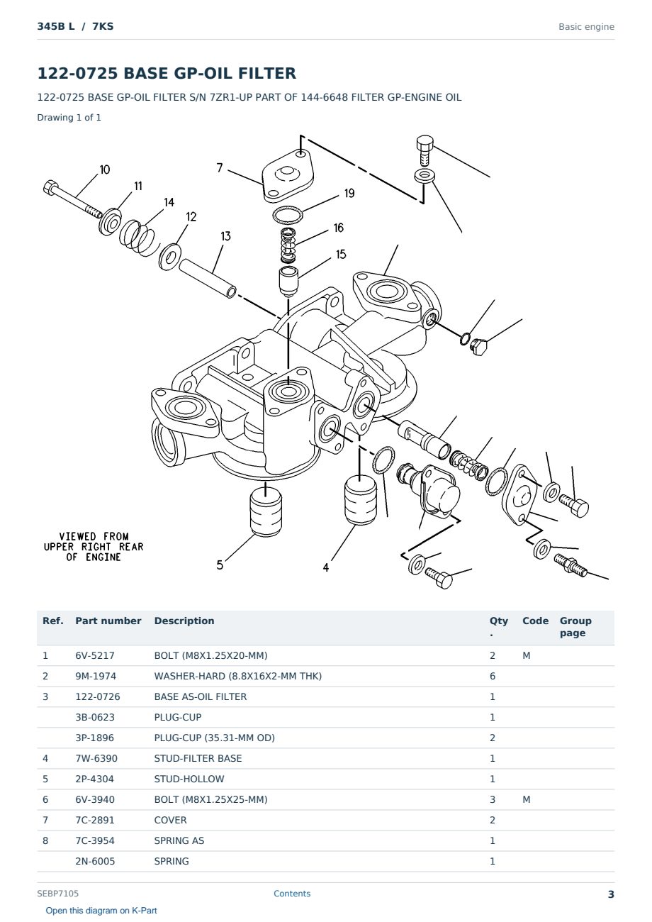 Caterpillar 345B L S/N 7KS Partsbook SEBP7105 (English) - sample page 3 of 10 Caterpillar 345B L S/N 7KS Partsbook SEBP7105 (English) - sample page 3 of 10