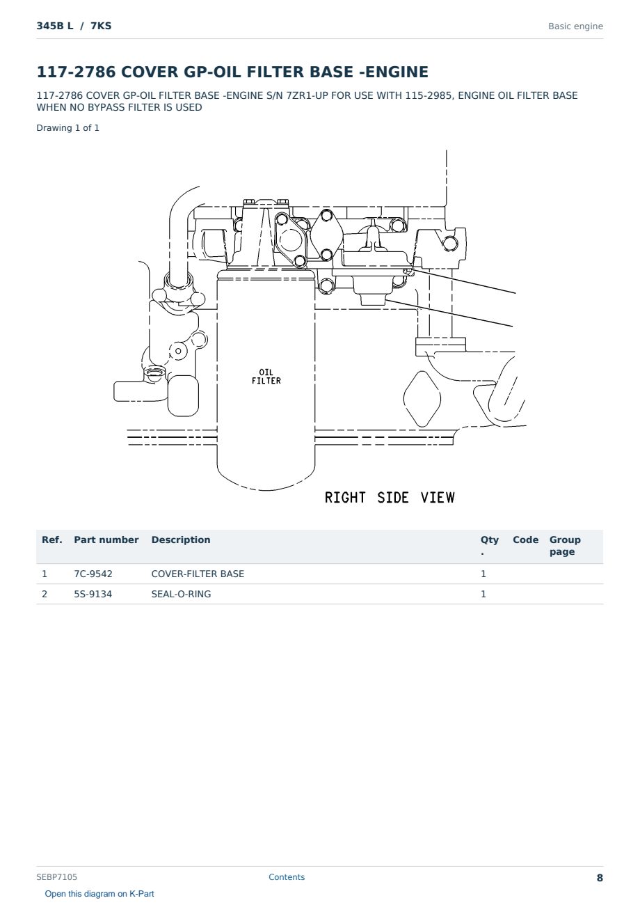 Caterpillar 345B L S/N 7KS Partsbook SEBP7105 (English) - sample page 8 of 10 Caterpillar 345B L S/N 7KS Partsbook SEBP7105 (English) - sample page 8 of 10