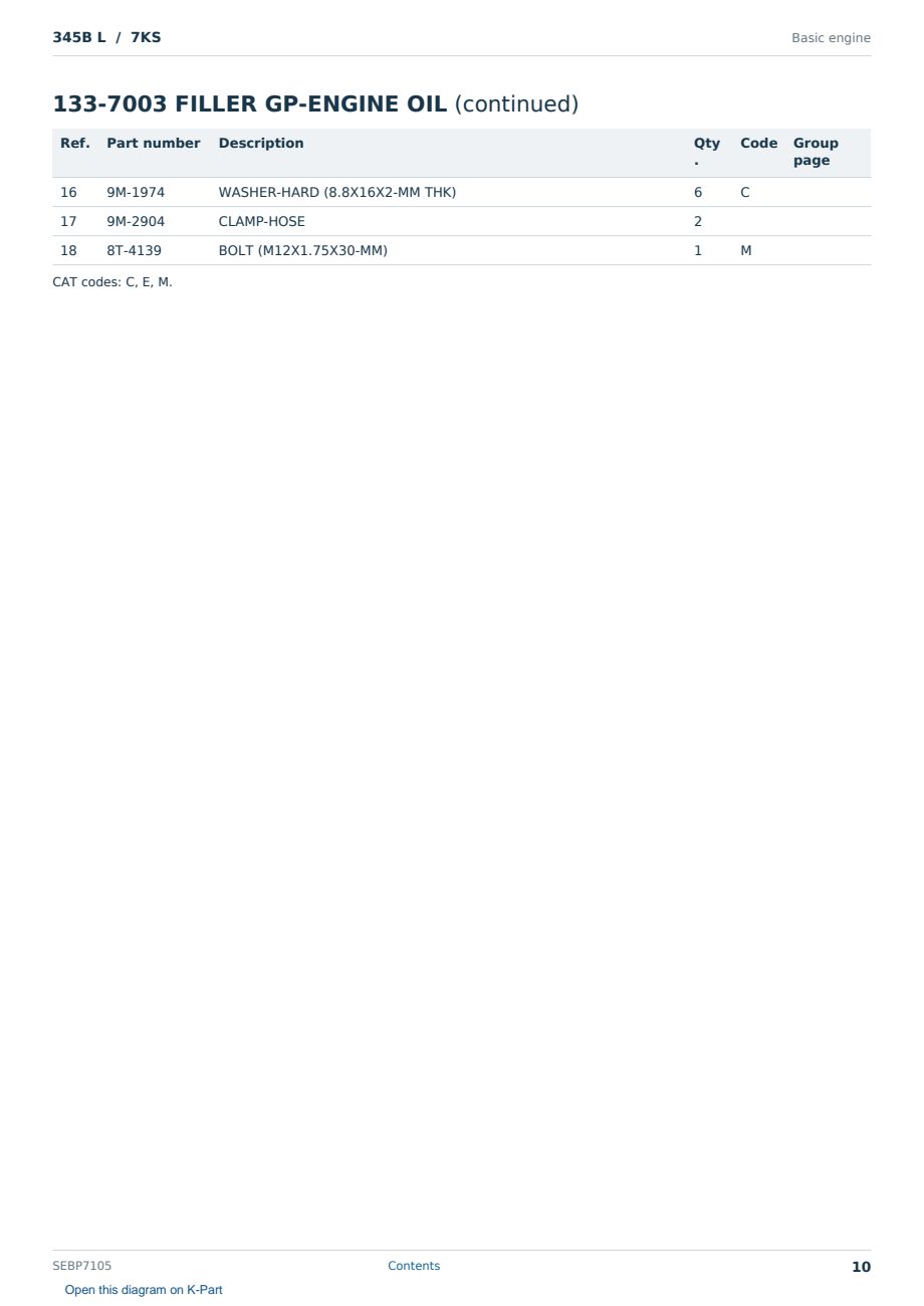 Caterpillar 345B L S/N 7KS Partsbook SEBP7105 (English) - sample page 10 of 10 Caterpillar 345B L S/N 7KS Partsbook SEBP7105 (English) - sample page 10 of 10