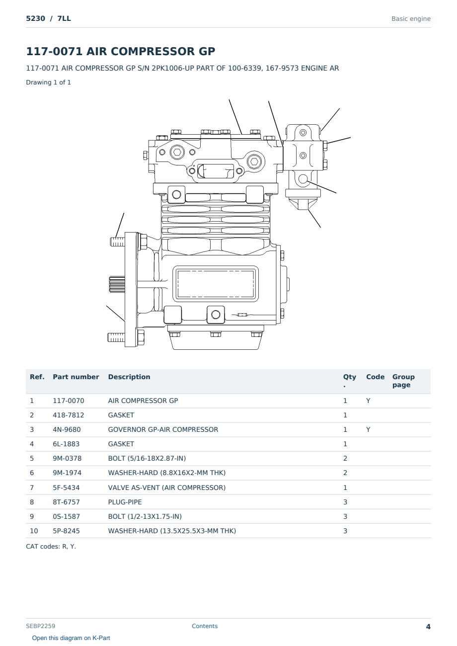 Caterpillar 5230 S/N 7LL Partsbook SEBP2259 (English) - sample page 4 of 10 Caterpillar 5230 S/N 7LL Partsbook SEBP2259 (English) - sample page 4 of 10