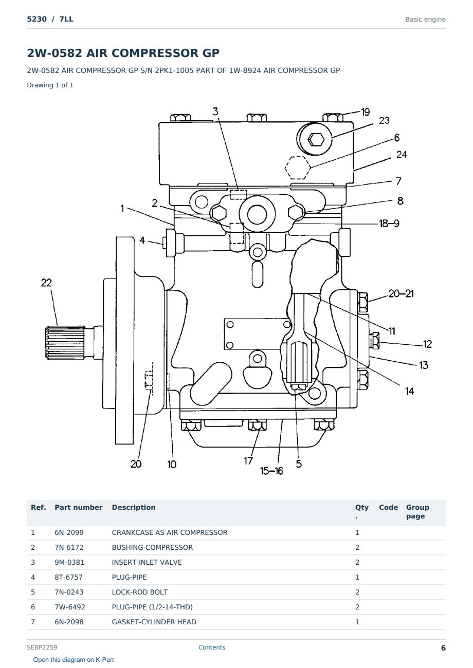 Caterpillar 5230 S/N 7LL Partsbook SEBP2259 (English) - sample page 6 of 10 Caterpillar 5230 S/N 7LL Partsbook SEBP2259 (English) - sample page 6 of 10