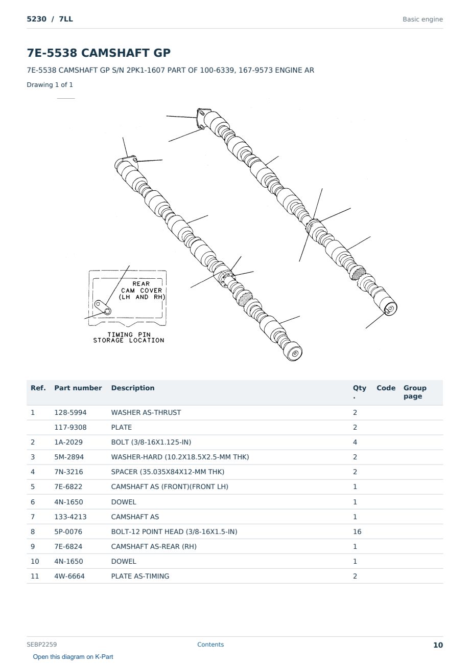 Caterpillar 5230 S/N 7LL Partsbook SEBP2259 (English) - sample page 10 of 10 Caterpillar 5230 S/N 7LL Partsbook SEBP2259 (English) - sample page 10 of 10