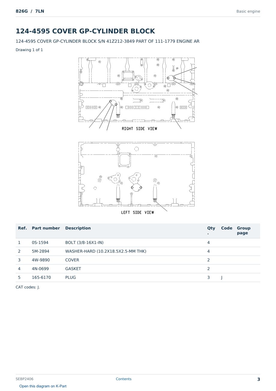 Caterpillar 826G S/N 7LN Partsbook SEBP2406 (English) - sample page 3 of 10 Caterpillar 826G S/N 7LN Partsbook SEBP2406 (English) - sample page 3 of 10