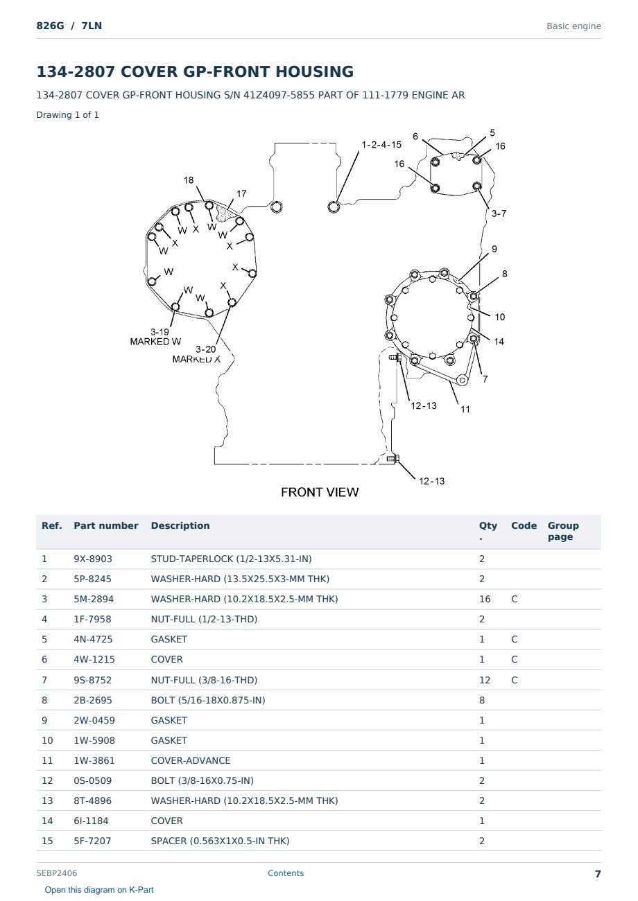 Caterpillar 826G S/N 7LN Partsbook SEBP2406 (English) - sample page 7 of 10 Caterpillar 826G S/N 7LN Partsbook SEBP2406 (English) - sample page 7 of 10
