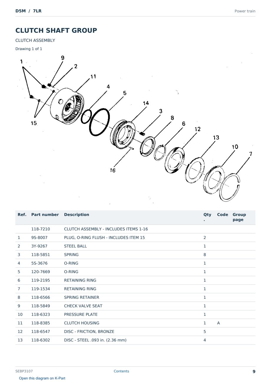 Caterpillar D5M S/N 7LR Partsbook SEBP3107 (English) - sample page 9 of 10 Caterpillar D5M S/N 7LR Partsbook SEBP3107 (English) - sample page 9 of 10