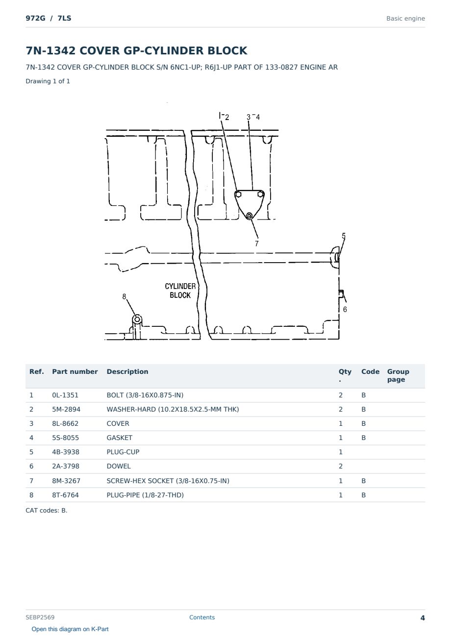 Caterpillar 972G S/N 7LS Partsbook SEBP2569 (English) - sample page 4 of 10 Caterpillar 972G S/N 7LS Partsbook SEBP2569 (English) - sample page 4 of 10