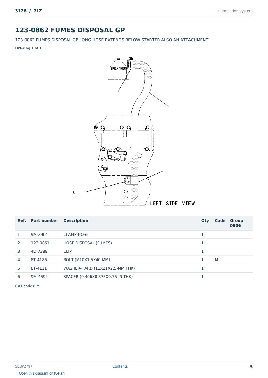 Caterpillar 3126 S/N 7LZ Partsbook SEBP2797 (English) - sample page 5 of 10 Caterpillar 3126 S/N 7LZ Partsbook SEBP2797 (English) - sample page 5 of 10