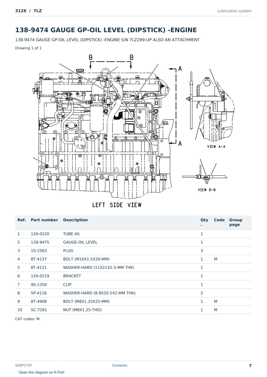 Caterpillar 3126 S/N 7LZ Partsbook SEBP2797 (English) - sample page 7 of 10 Caterpillar 3126 S/N 7LZ Partsbook SEBP2797 (English) - sample page 7 of 10