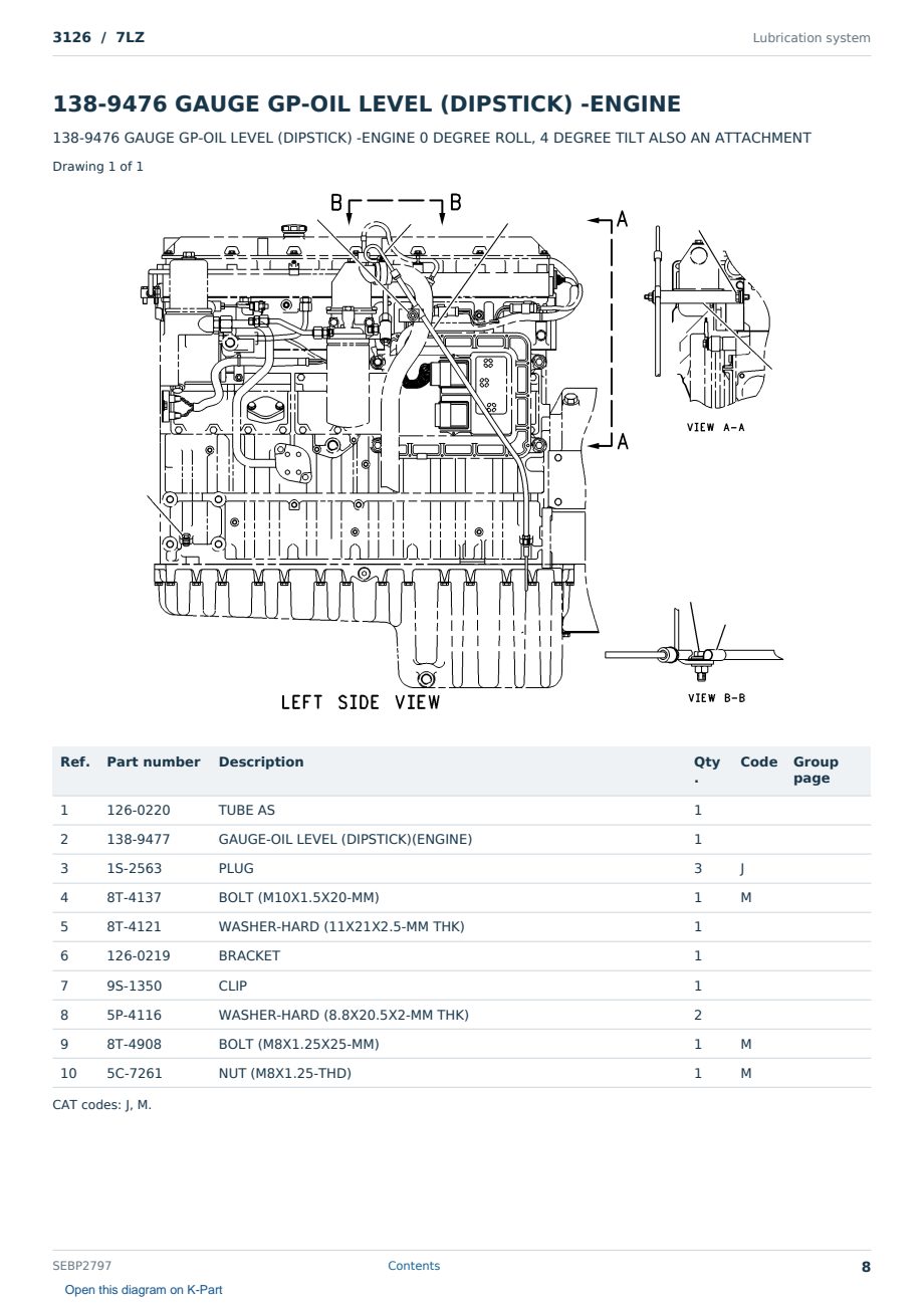 Caterpillar 3126 S/N 7LZ Partsbook SEBP2797 (English) - sample page 8 of 10 Caterpillar 3126 S/N 7LZ Partsbook SEBP2797 (English) - sample page 8 of 10