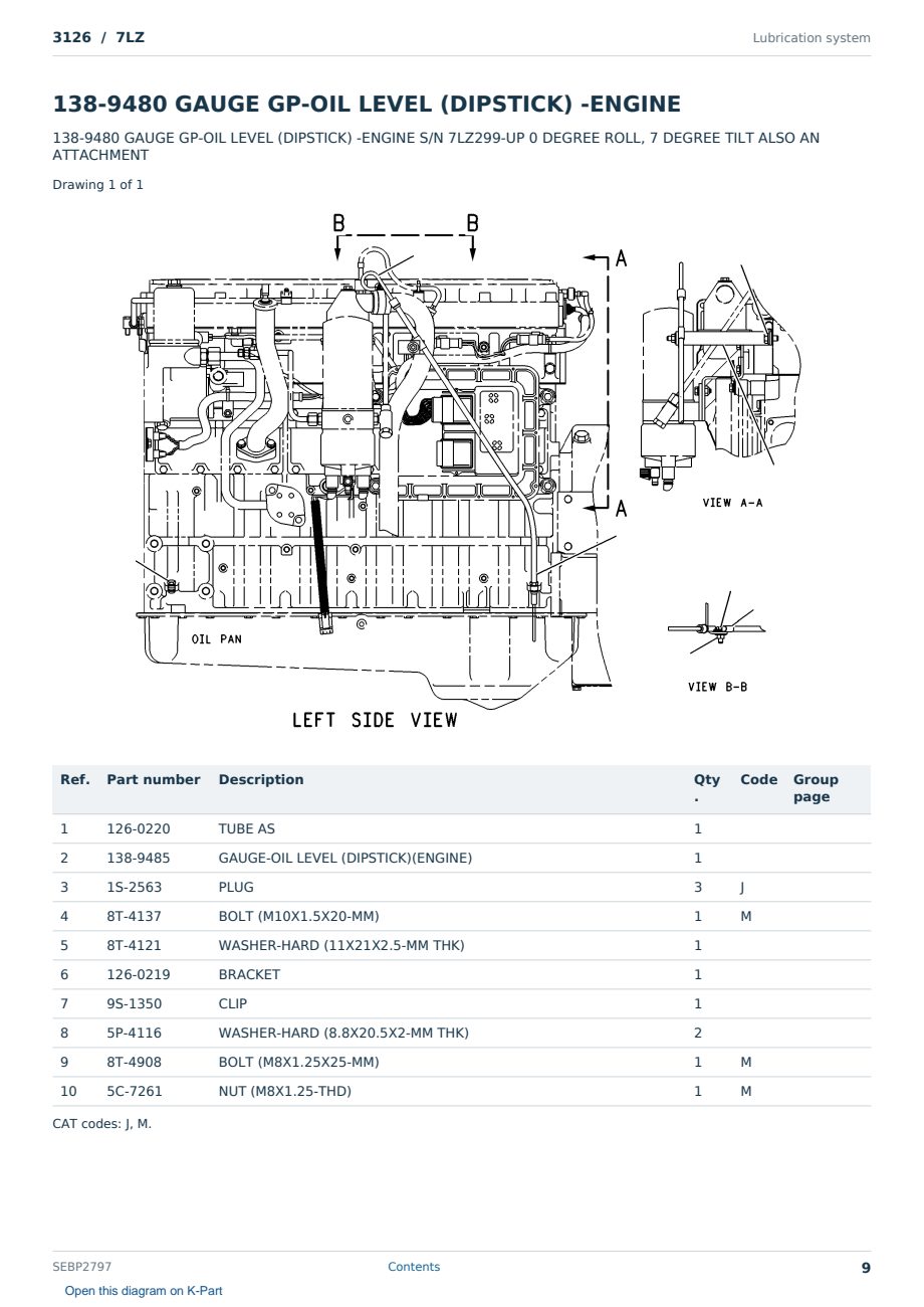 Caterpillar 3126 S/N 7LZ Partsbook SEBP2797 (English) - sample page 9 of 10 Caterpillar 3126 S/N 7LZ Partsbook SEBP2797 (English) - sample page 9 of 10