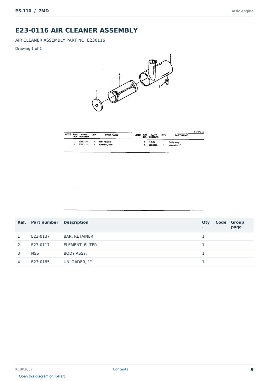 Caterpillar PS-110 S/N 7MD Partsbook KEBP3657 (English) - sample page 9 of 10 Caterpillar PS-110 S/N 7MD Partsbook KEBP3657 (English) - sample page 9 of 10