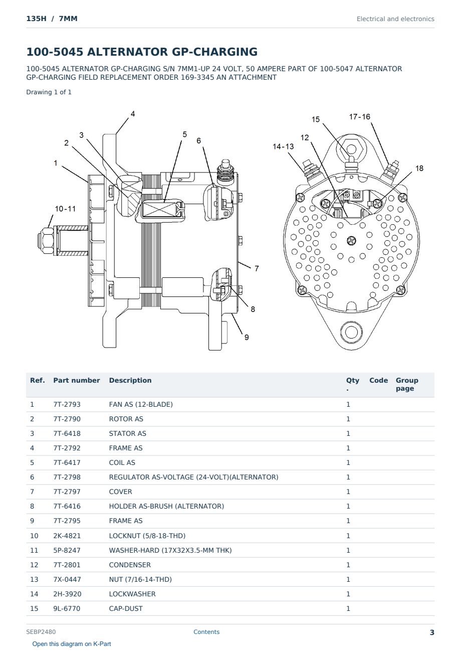 Caterpillar 135H S/N 7MM Partsbook SEBP2480 (English) - sample page 3 of 10 Caterpillar 135H S/N 7MM Partsbook SEBP2480 (English) - sample page 3 of 10
