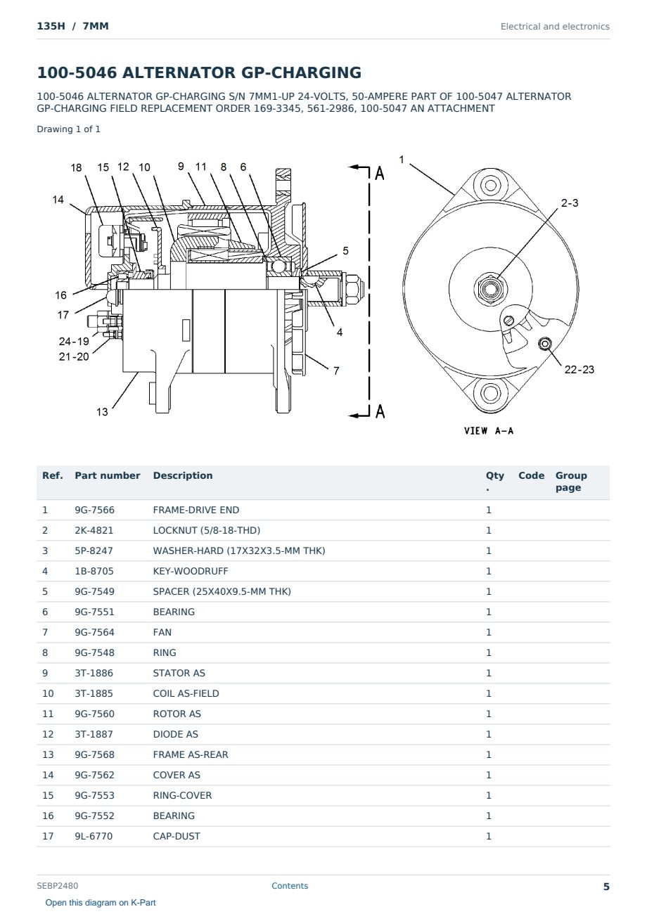 Caterpillar 135H S/N 7MM Partsbook SEBP2480 (English) - sample page 5 of 10 Caterpillar 135H S/N 7MM Partsbook SEBP2480 (English) - sample page 5 of 10
