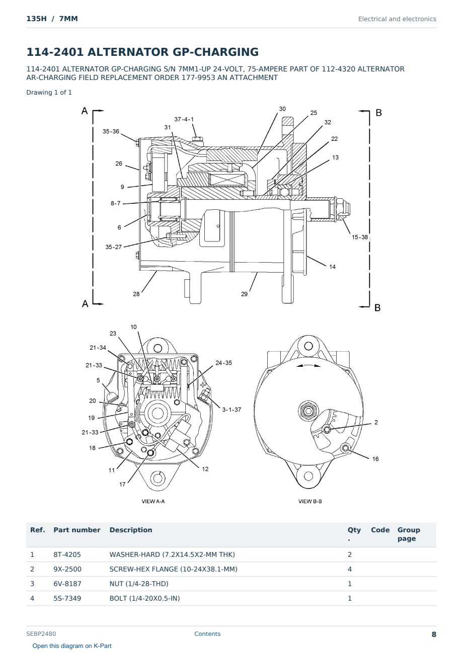 Caterpillar 135H S/N 7MM Partsbook SEBP2480 (English) - sample page 8 of 10 Caterpillar 135H S/N 7MM Partsbook SEBP2480 (English) - sample page 8 of 10