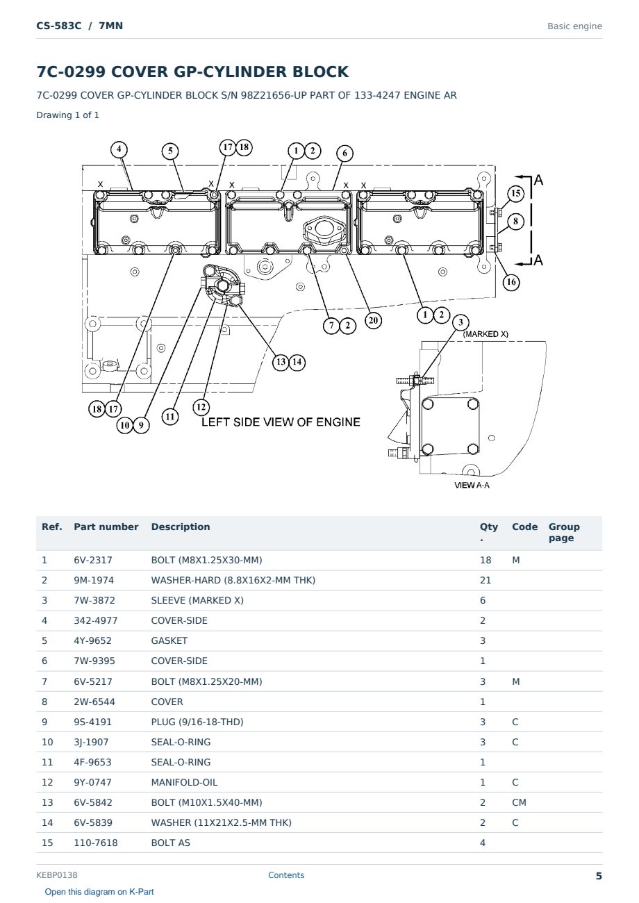 Caterpillar CS-583C S/N 7MN Partsbook KEBP0138 (English) - sample page 5 of 10 Caterpillar CS-583C S/N 7MN Partsbook KEBP0138 (English) - sample page 5 of 10