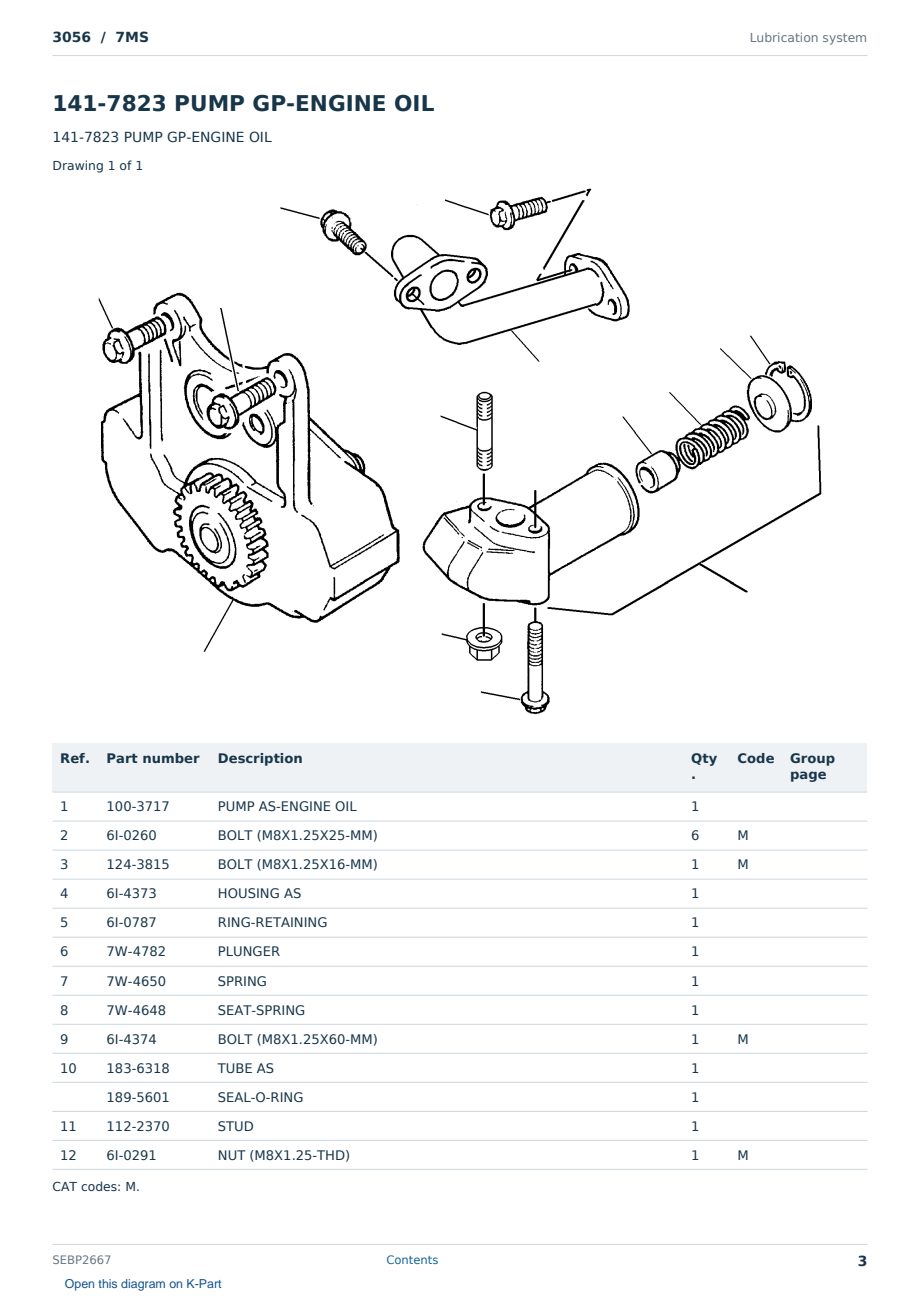 Caterpillar 3056 S/N 7MS Partsbook SEBP2667 (English) - sample page 3 of 10 Caterpillar 3056 S/N 7MS Partsbook SEBP2667 (English) - sample page 3 of 10