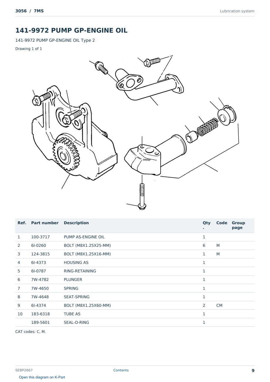 Caterpillar 3056 S/N 7MS Partsbook SEBP2667 (English) - sample page 9 of 10 Caterpillar 3056 S/N 7MS Partsbook SEBP2667 (English) - sample page 9 of 10