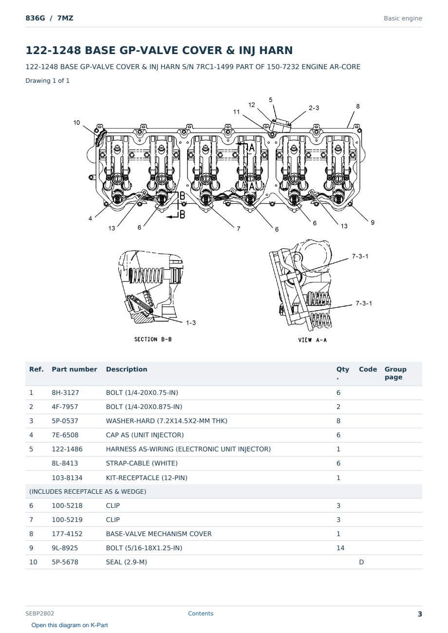 Caterpillar 836G S/N 7MZ Partsbook SEBP2802 (English) - sample page 3 of 10 Caterpillar 836G S/N 7MZ Partsbook SEBP2802 (English) - sample page 3 of 10