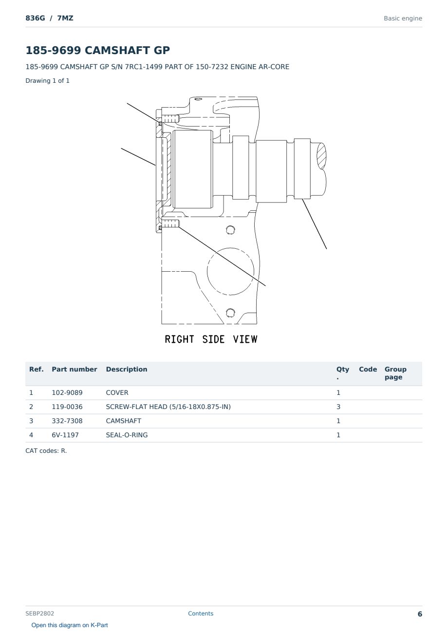 Caterpillar 836G S/N 7MZ Partsbook SEBP2802 (English) - sample page 6 of 10 Caterpillar 836G S/N 7MZ Partsbook SEBP2802 (English) - sample page 6 of 10