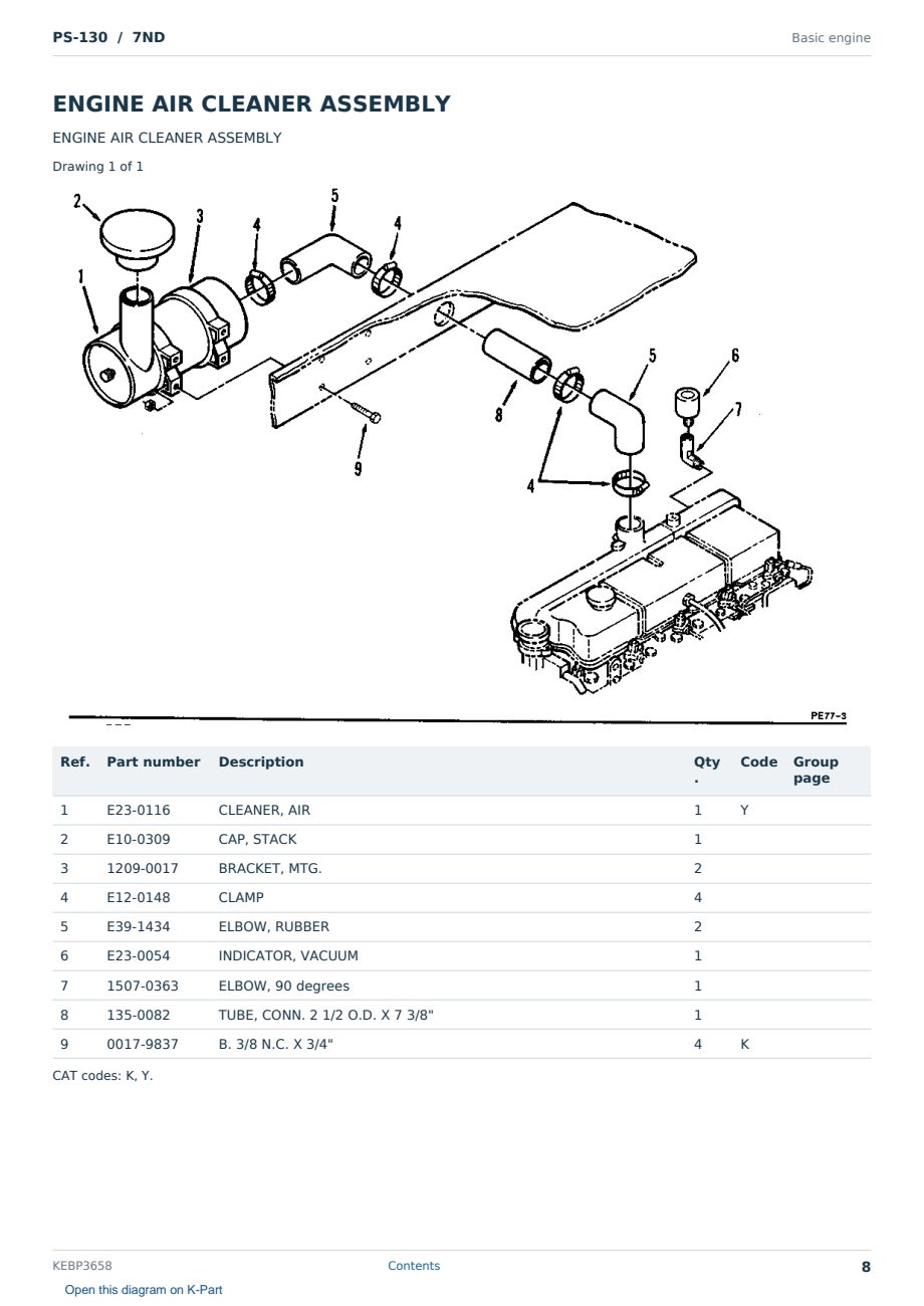 Caterpillar PS-130 S/N 7ND Partsbook KEBP3658 (English) - sample page 8 of 10 Caterpillar PS-130 S/N 7ND Partsbook KEBP3658 (English) - sample page 8 of 10