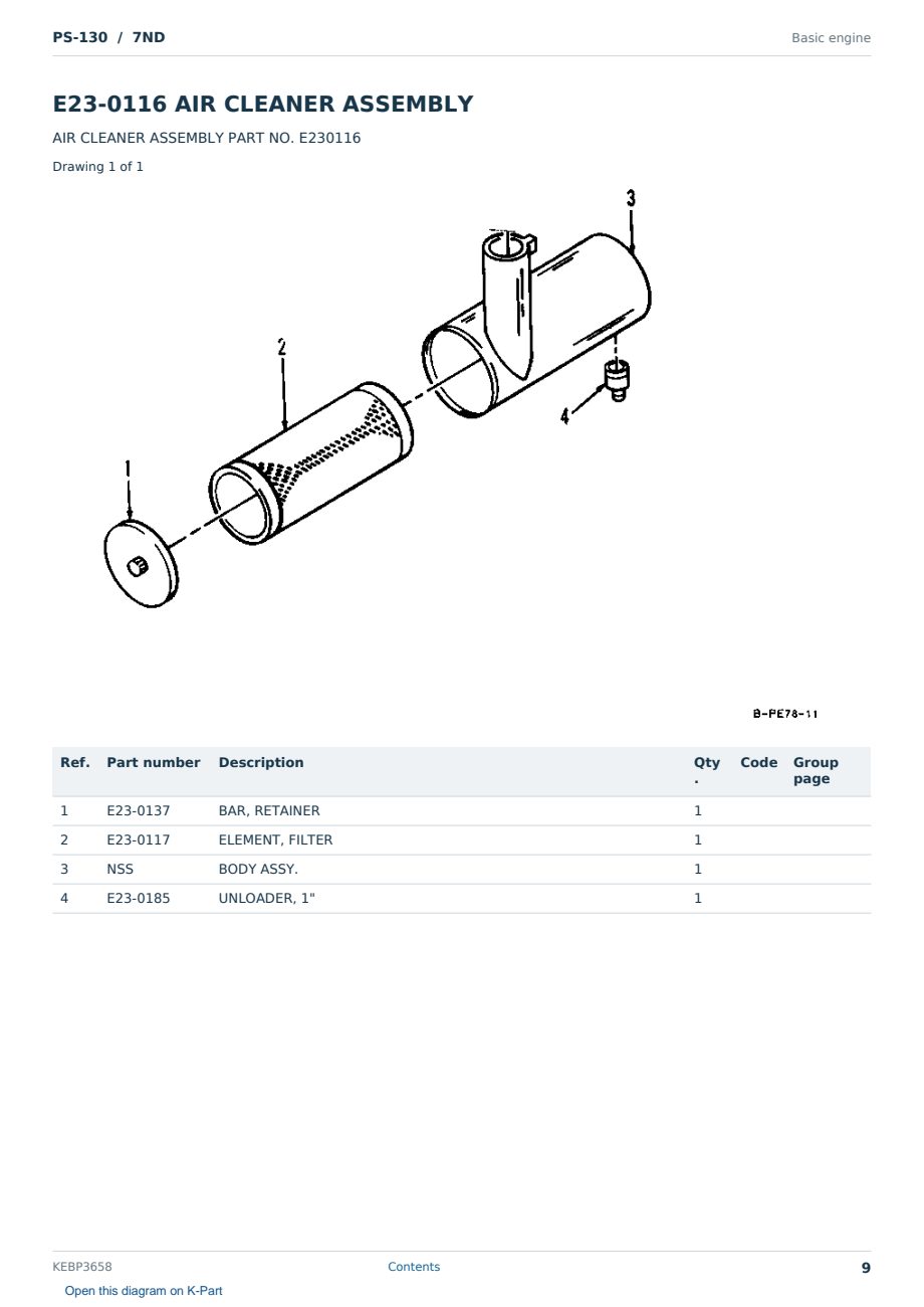 Caterpillar PS-130 S/N 7ND Partsbook KEBP3658 (English) - sample page 9 of 10 Caterpillar PS-130 S/N 7ND Partsbook KEBP3658 (English) - sample page 9 of 10