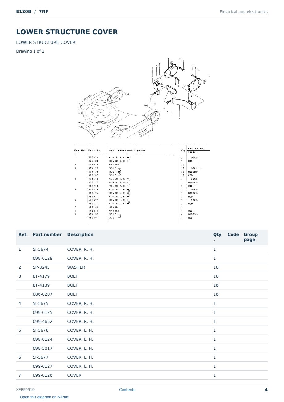 Caterpillar E120B S/N 7NF Partsbook XEBP9919 (English) - sample page 4 of 10 Caterpillar E120B S/N 7NF Partsbook XEBP9919 (English) - sample page 4 of 10