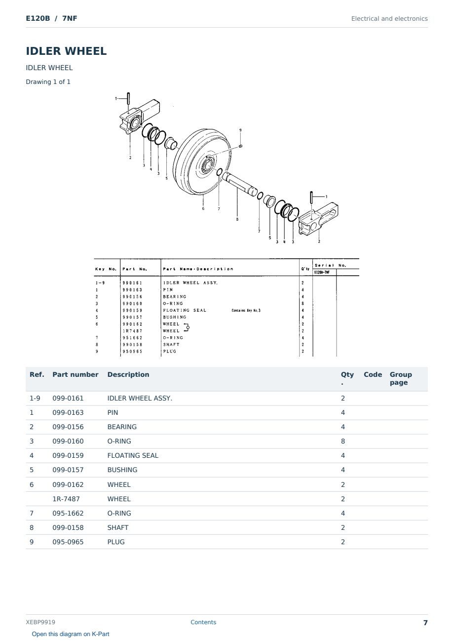 Caterpillar E120B S/N 7NF Partsbook XEBP9919 (English) - sample page 7 of 10 Caterpillar E120B S/N 7NF Partsbook XEBP9919 (English) - sample page 7 of 10