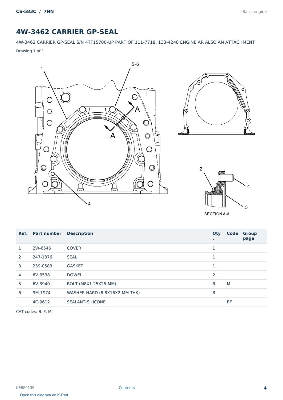 Caterpillar CS-583C S/N 7NN Partsbook KEBP0139 (English) - sample page 4 of 10 Caterpillar CS-583C S/N 7NN Partsbook KEBP0139 (English) - sample page 4 of 10