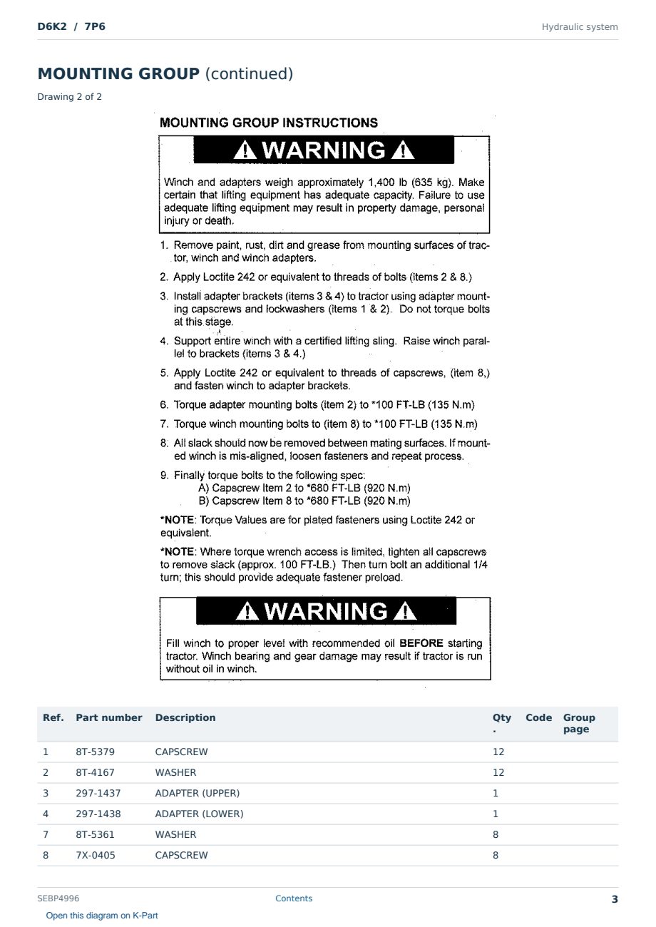 Caterpillar D6K2 S/N 7P6 Partsbook SEBP4996 (English) - sample page 3 of 10 Caterpillar D6K2 S/N 7P6 Partsbook SEBP4996 (English) - sample page 3 of 10