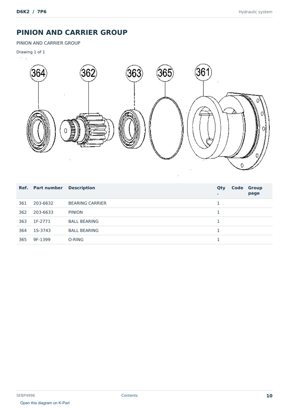 Caterpillar D6K2 S/N 7P6 Partsbook SEBP4996 (English) - sample page 10 of 10 Caterpillar D6K2 S/N 7P6 Partsbook SEBP4996 (English) - sample page 10 of 10