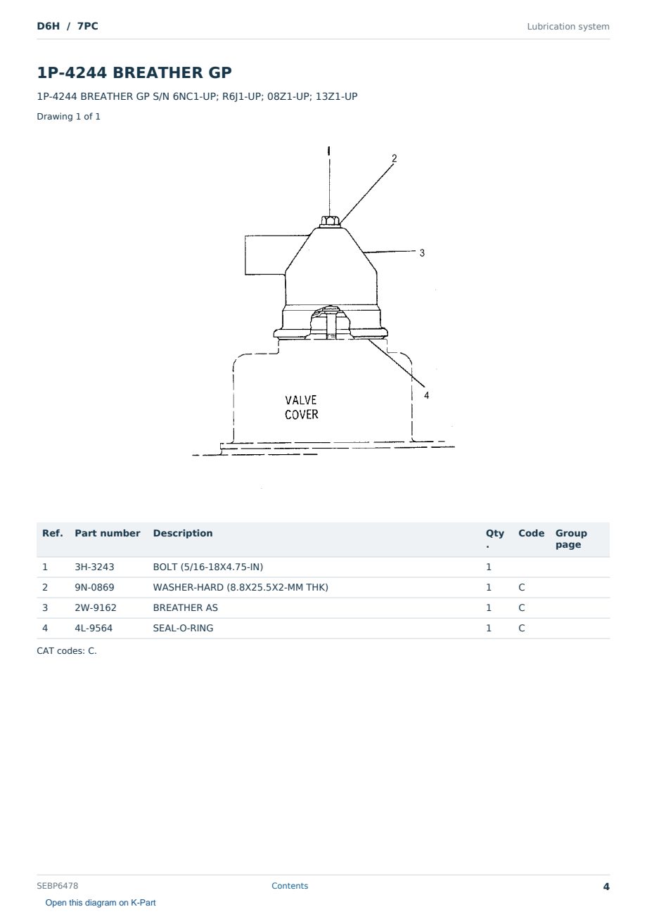 Caterpillar D6H S/N 7PC Partsbook SEBP6478 (English) - sample page 4 of 10 Caterpillar D6H S/N 7PC Partsbook SEBP6478 (English) - sample page 4 of 10