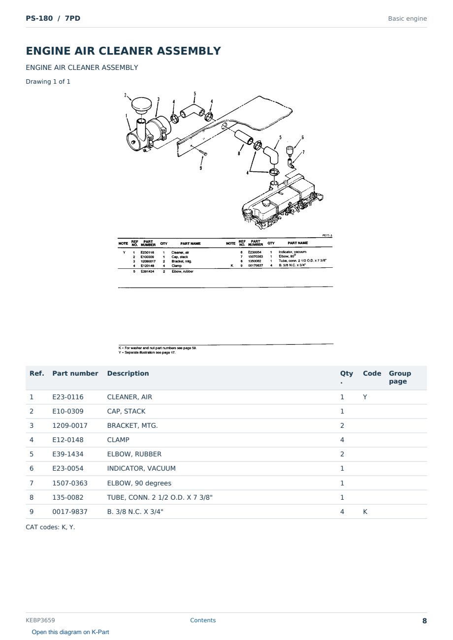Caterpillar PS-180 S/N 7PD Partsbook KEBP3659 (English) - sample page 8 of 10 Caterpillar PS-180 S/N 7PD Partsbook KEBP3659 (English) - sample page 8 of 10
