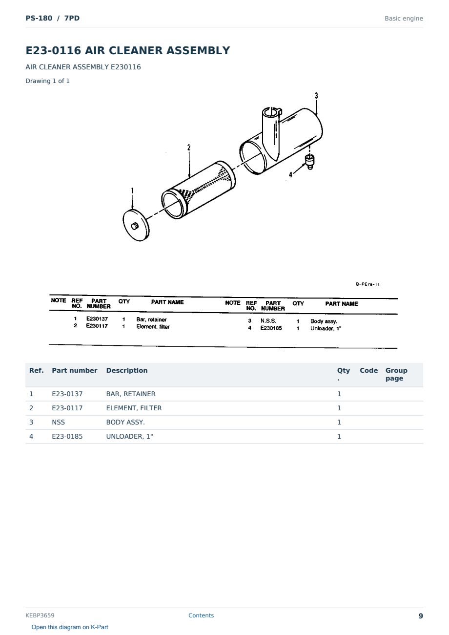 Caterpillar PS-180 S/N 7PD Partsbook KEBP3659 (English) - sample page 9 of 10 Caterpillar PS-180 S/N 7PD Partsbook KEBP3659 (English) - sample page 9 of 10