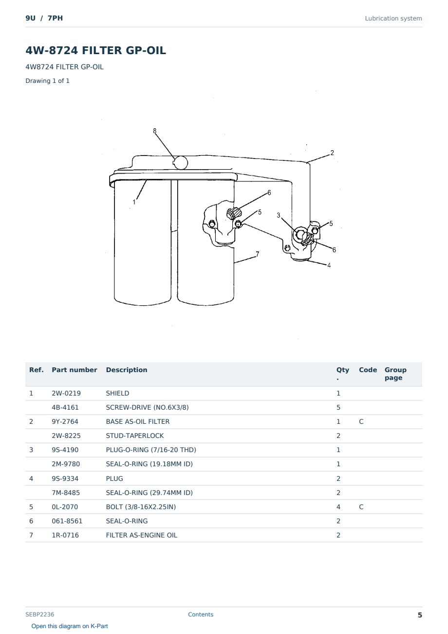Caterpillar 9U S/N 7PH Partsbook SEBP2236 (English) - sample page 5 of 10 Caterpillar 9U S/N 7PH Partsbook SEBP2236 (English) - sample page 5 of 10