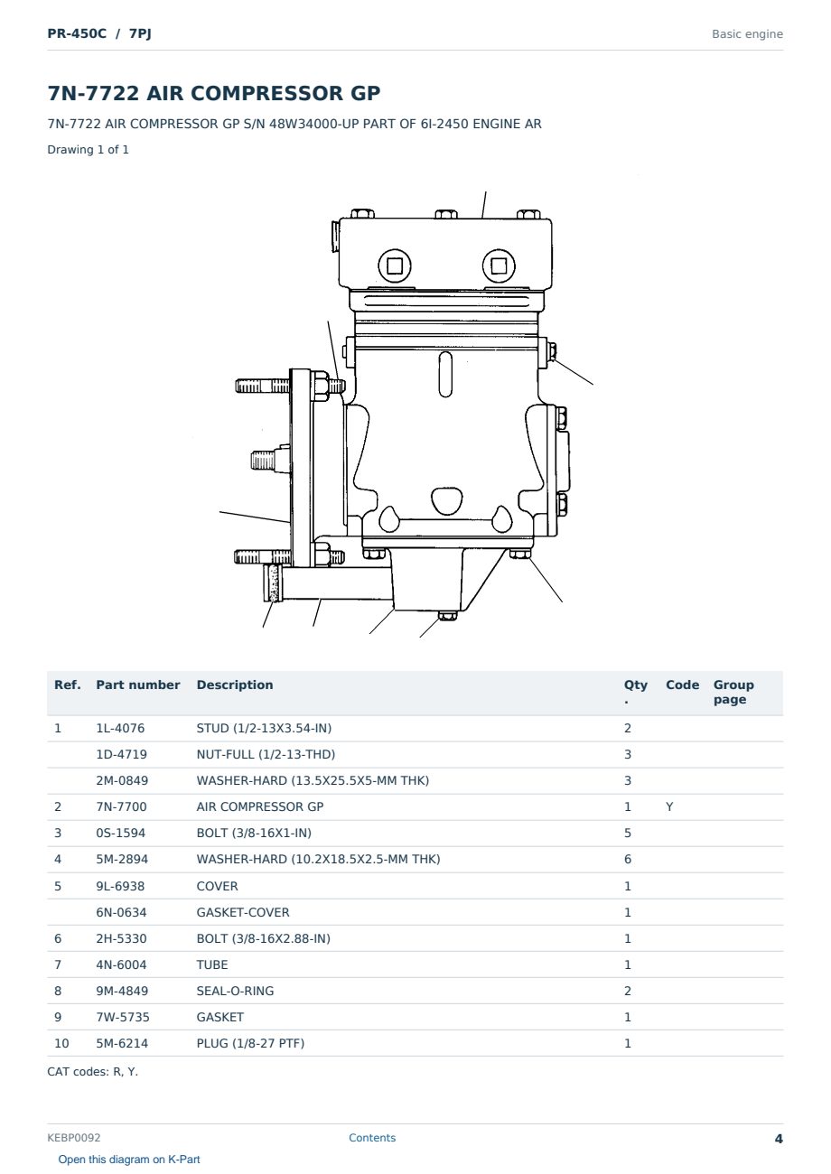 Caterpillar PR-450C S/N 7PJ Partsbook KEBP0092 (English) - sample page 4 of 10 Caterpillar PR-450C S/N 7PJ Partsbook KEBP0092 (English) - sample page 4 of 10